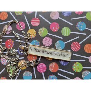 Stay Wicked Witches pendant necklace made from The Kiss Curse book pages